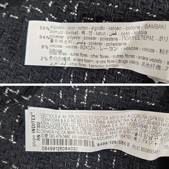 Zara Structured Tweed Black Jacket Silver Metal Buttons - Picture 15 of 16